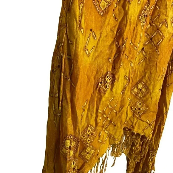 Nubian Queen S yellow orange boho print asymmetrical fringe top with harem pants - Picture 11 of 11